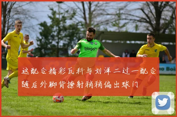 这配合精彩瓦科与刘洋二过一配合随后外脚背撩射稍稍偏出球门